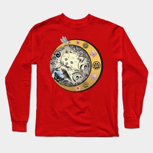 Kitten art nouveau frame Long Sleeve T-Shirt